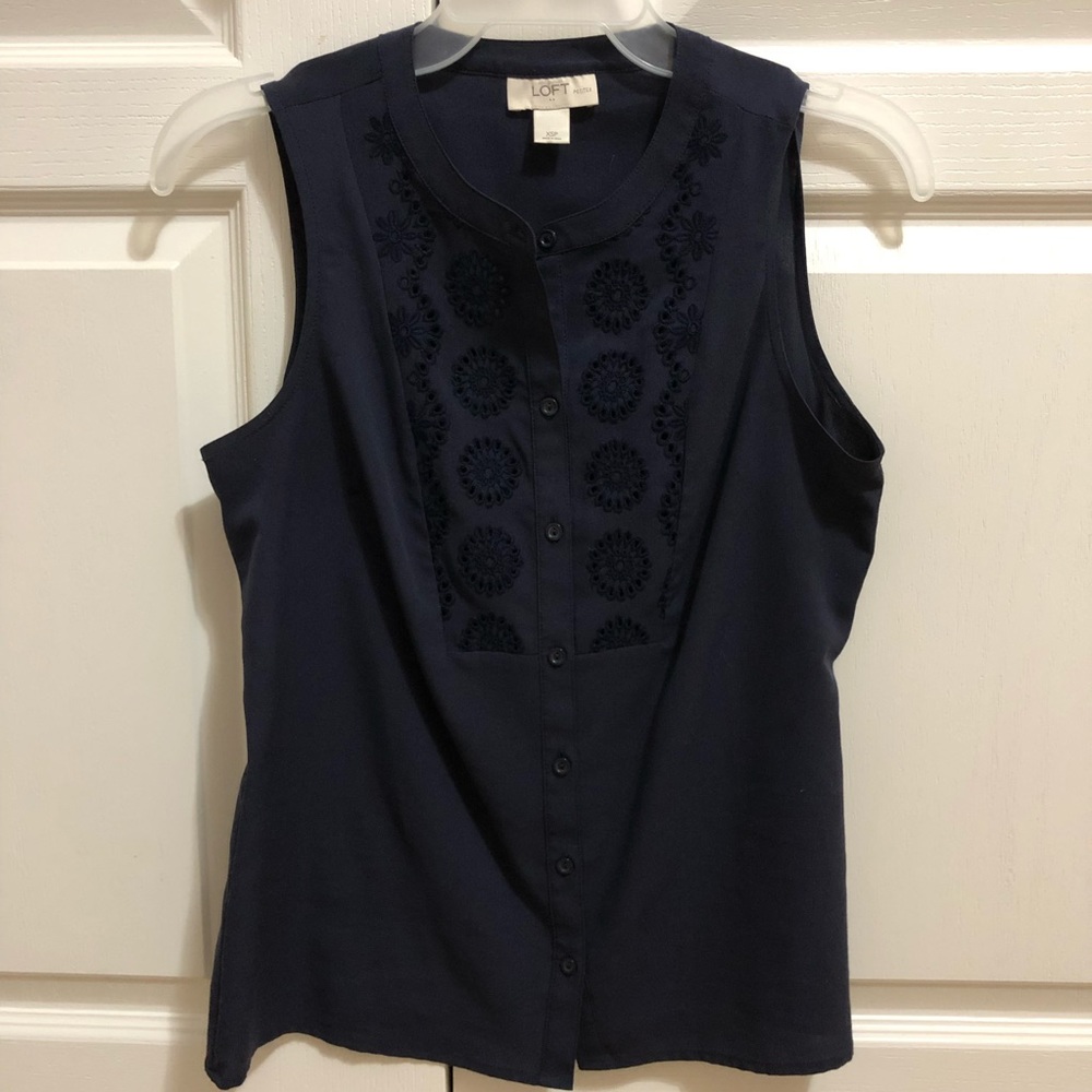 LOFT XS Petite Navy Tank